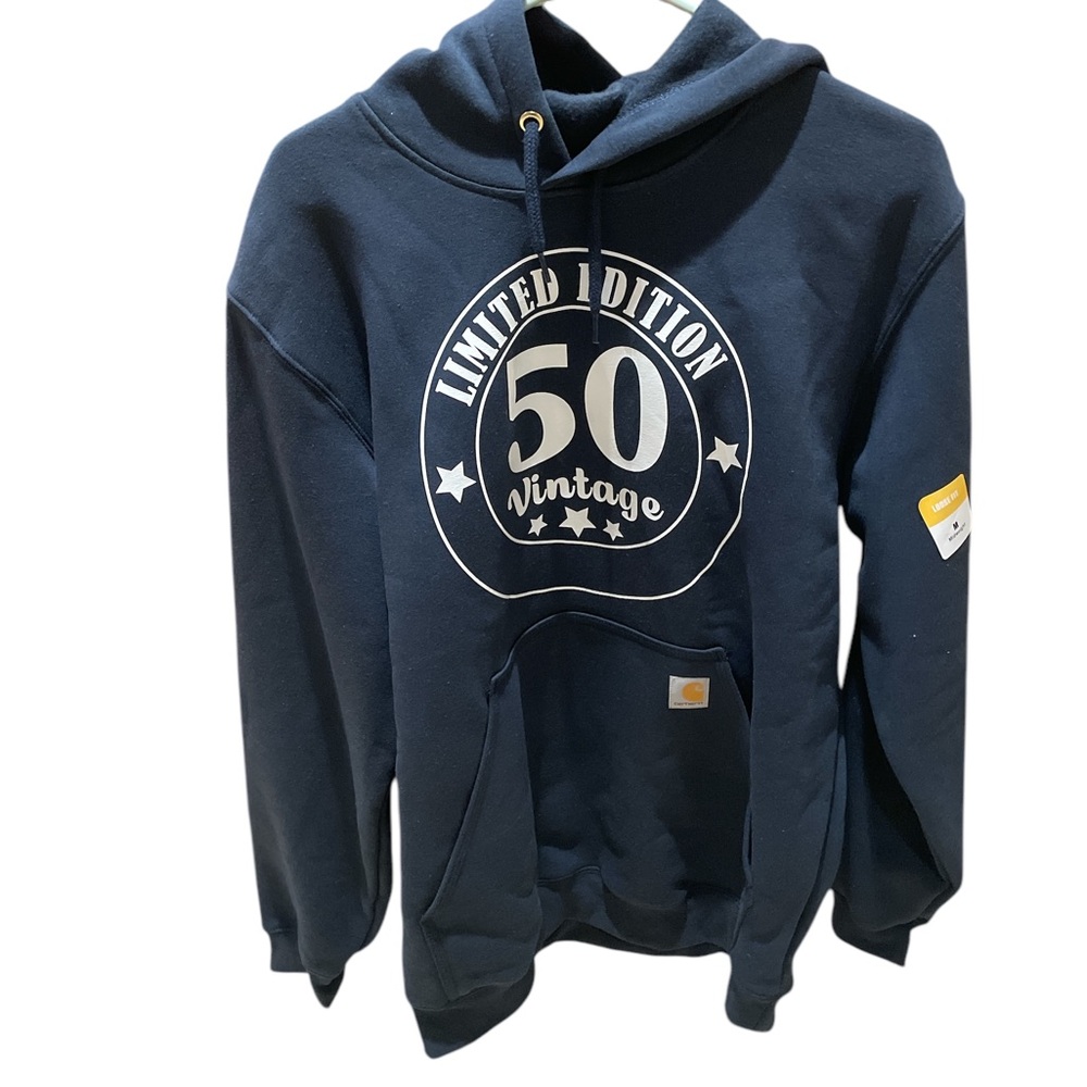 Carhartt Navy Blue Hoodie - Limited Edition 50th Birthday Vintage Men's Size L